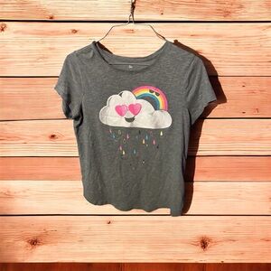 SO Gray Tee with Rainbow Cloud Design